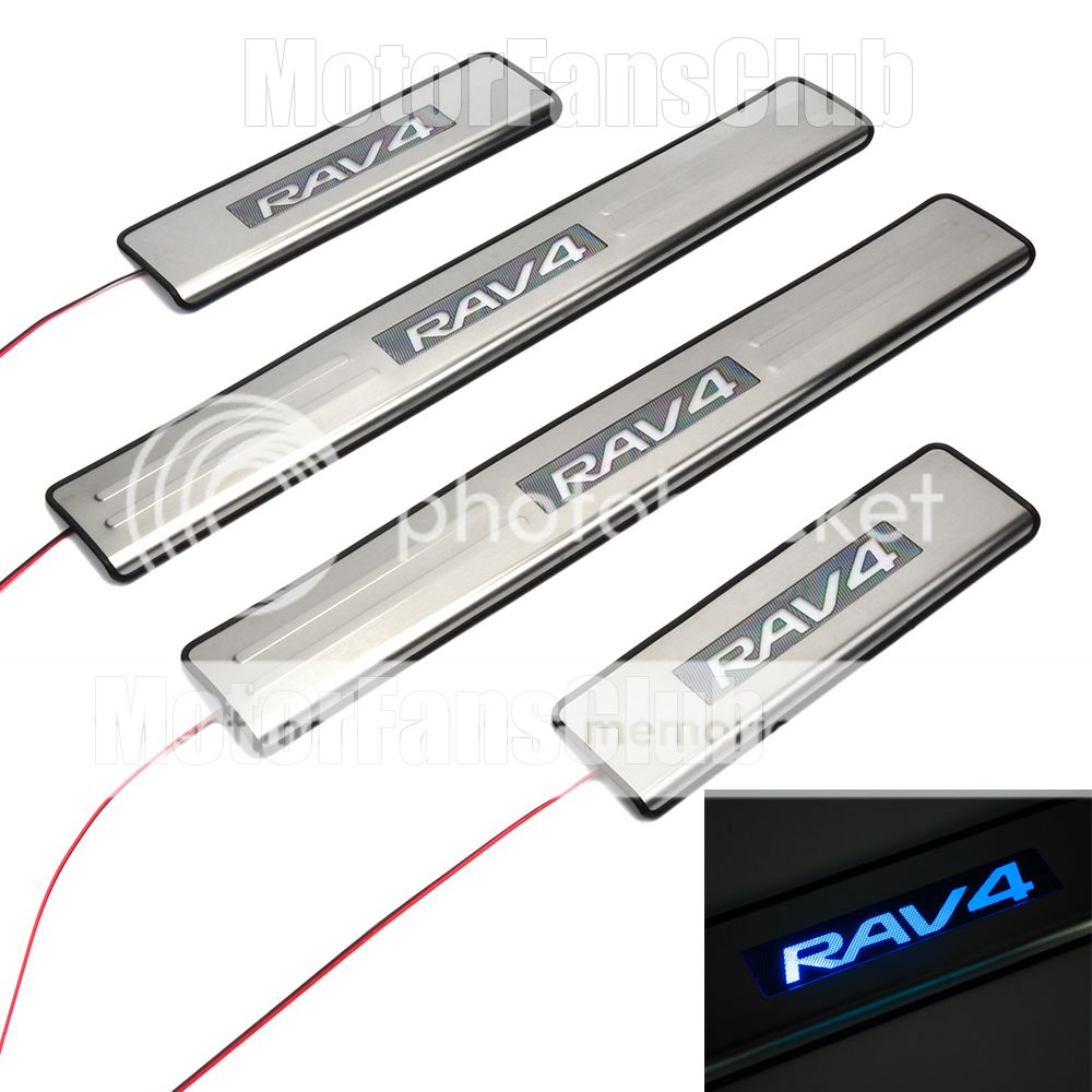 4PCS LED Door Sill Stainless Steel Scuff Plate For Toyota RAV4 2013