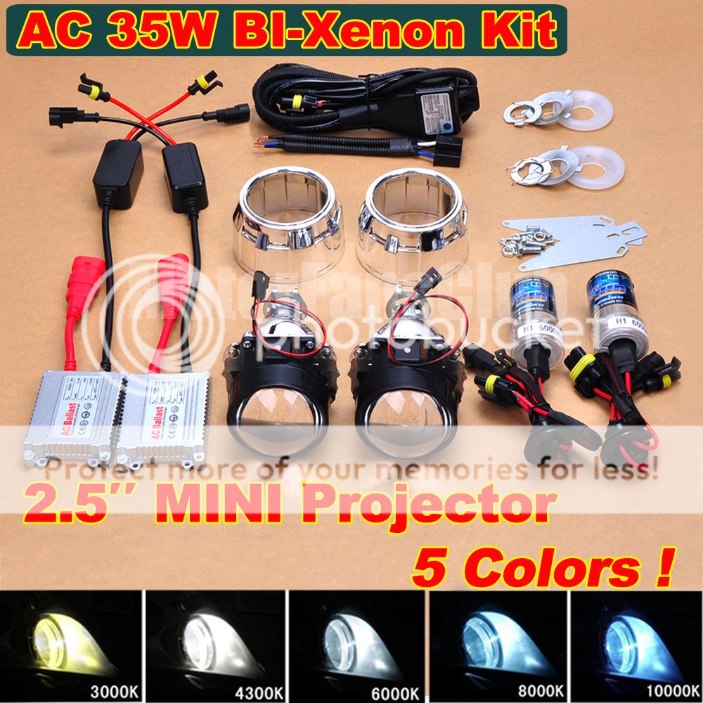 New 2.5" BiXenon HID Projector Kit Lens Car Headlights Retrofit Shroud
