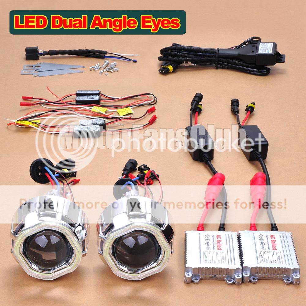 2x 2.5" Dual LED Angel Eye AC 35W HID BIXenon Projector Lens Headlight