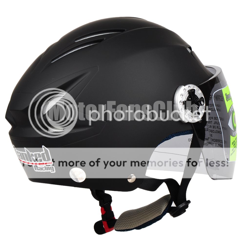 Matte Black Motorcycle Open Face Half Summer Helmet Full Face Visor