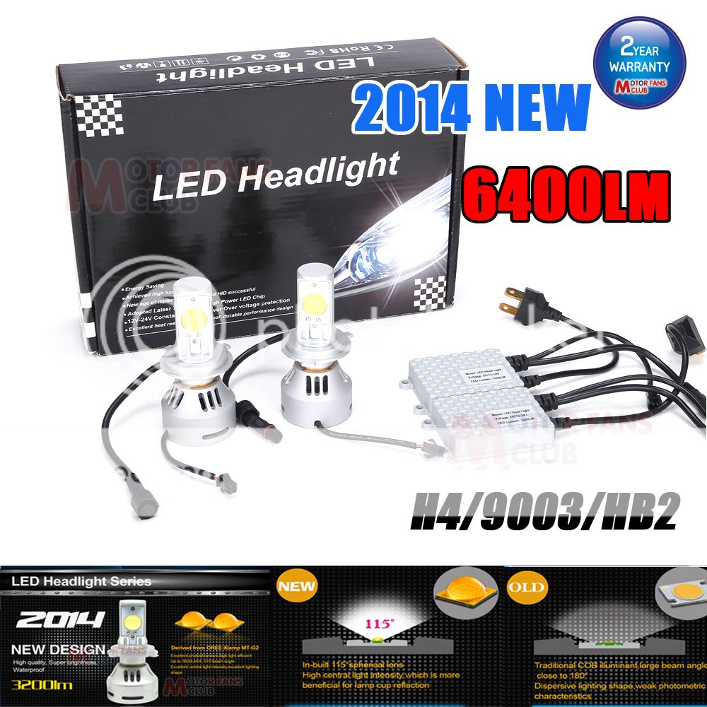 2014 New 72w 6400lm H4(9003/HB2) H/L Cree LED Headlight Conversion Kit