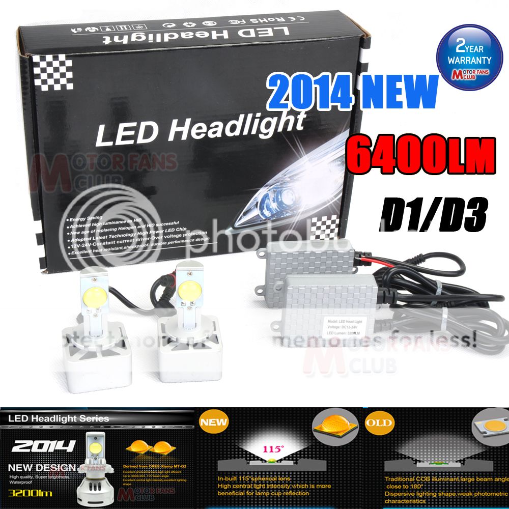 72w 6400lm D1/D3/D1R/D1S/D1C Cree Car LED Headlight Conversion Kit